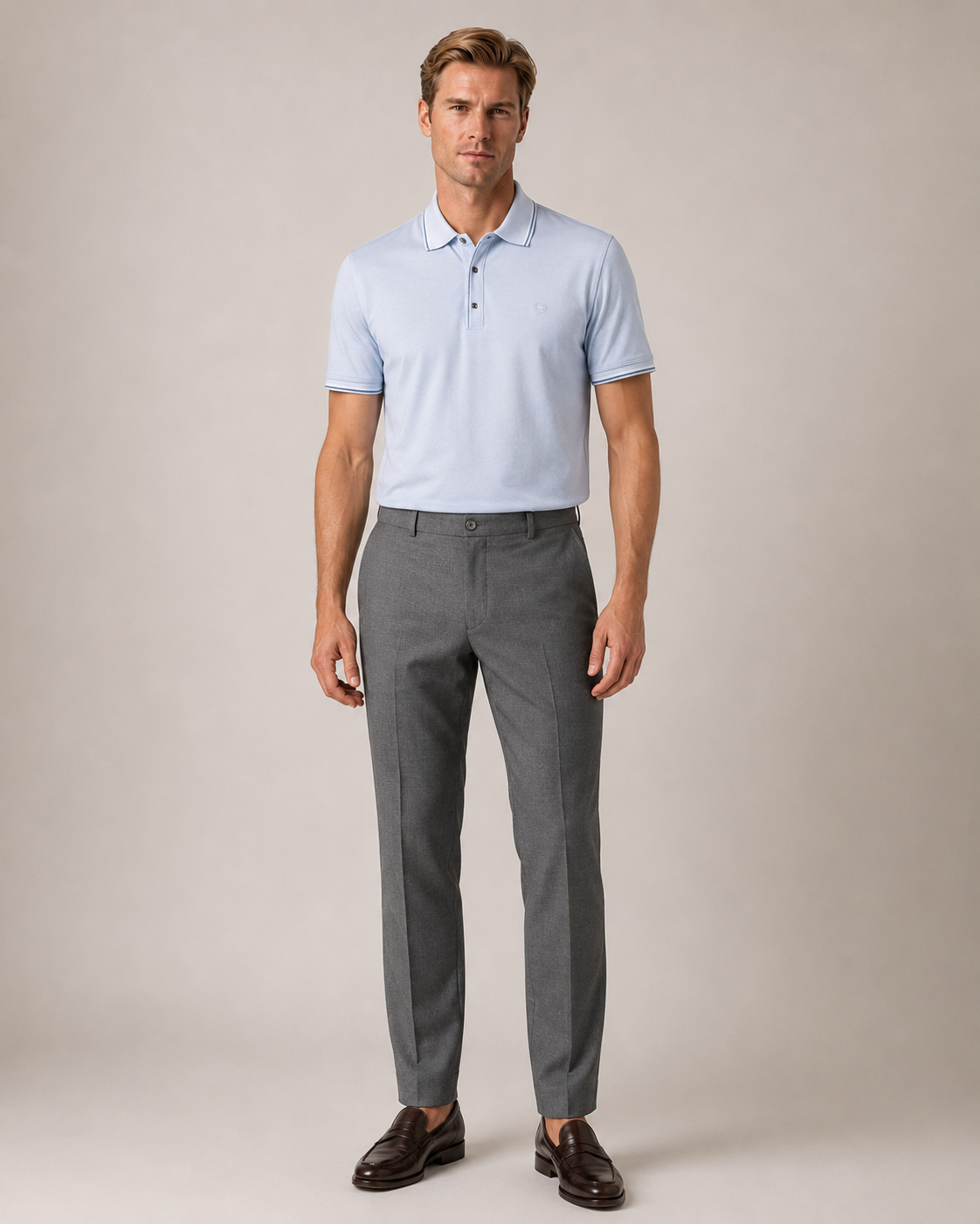 Helles Blaues Baumwolle-Polo-Shirt