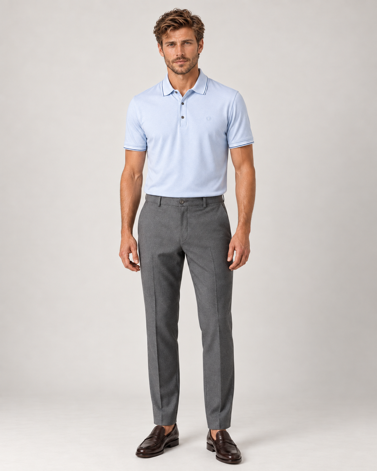 Helles Blaues Baumwolle-Polo-Shirt