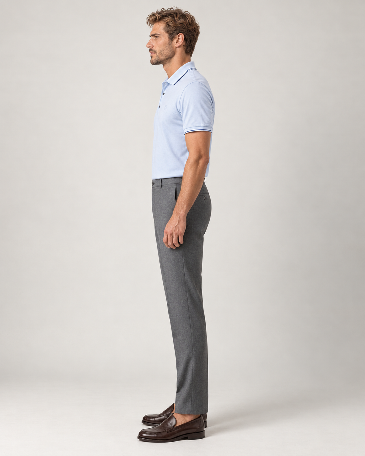 Helles Blaues Baumwolle-Polo-Shirt