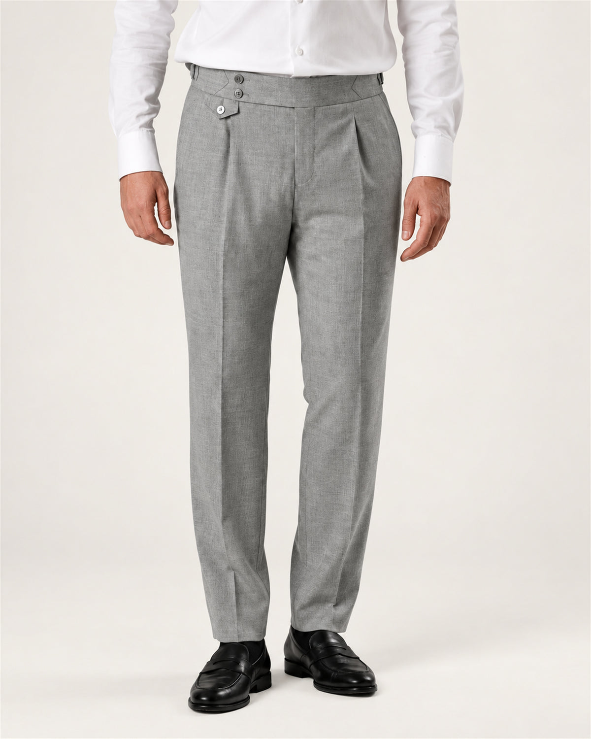 Hellgraue italienische Stoffhose aus Wolle