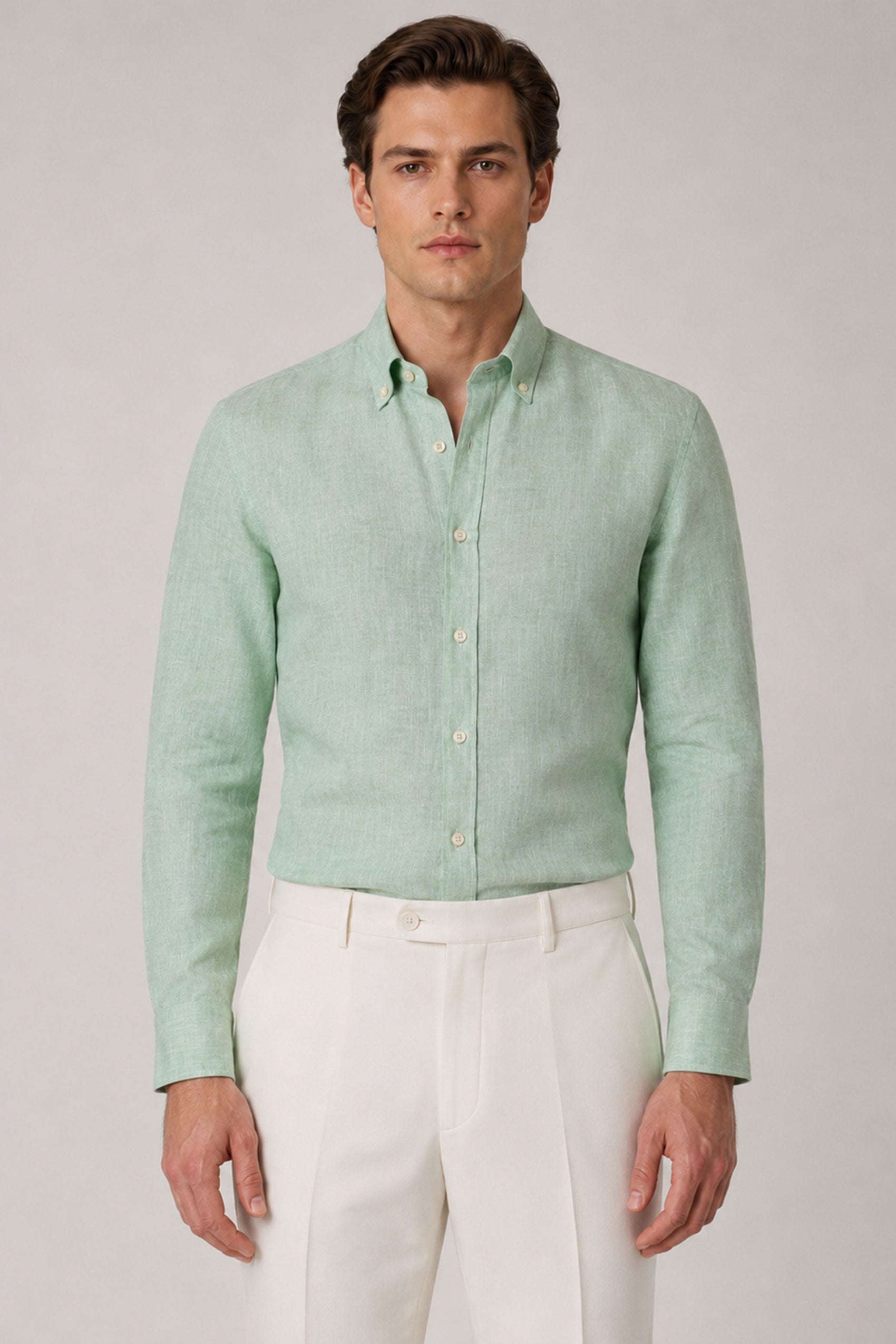 Hellgrünes Slim Fit Hemd aus Twill