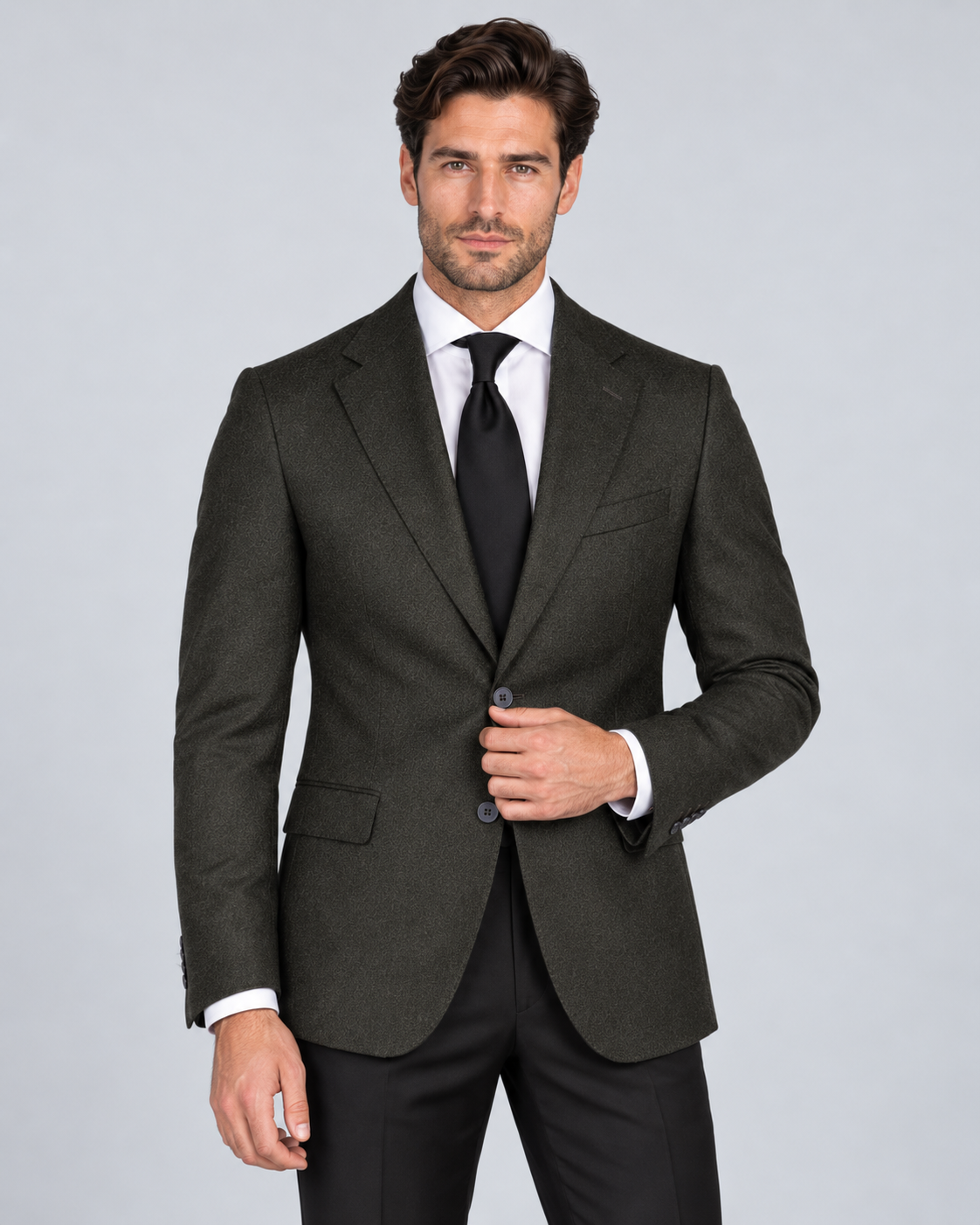 Dunkelgrünes Tailored-Fit-Einreiher-Sakko aus Wolle