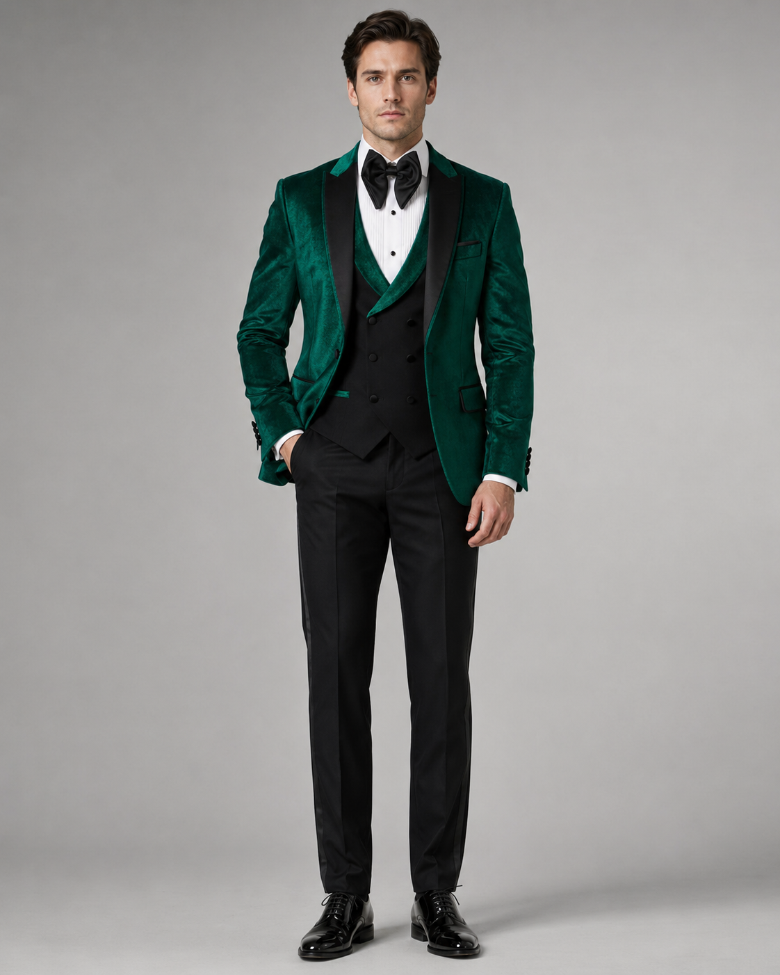 Smaragdgrüner Samt Smoking – Herren Slim Fit