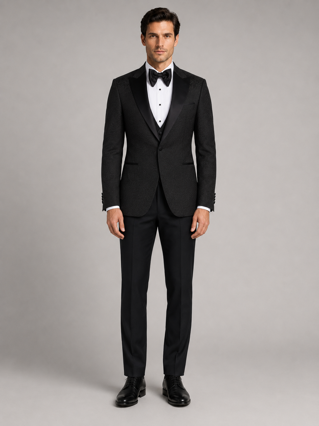 Schwarzer Slim Fit Einreihiger Smokinganzug