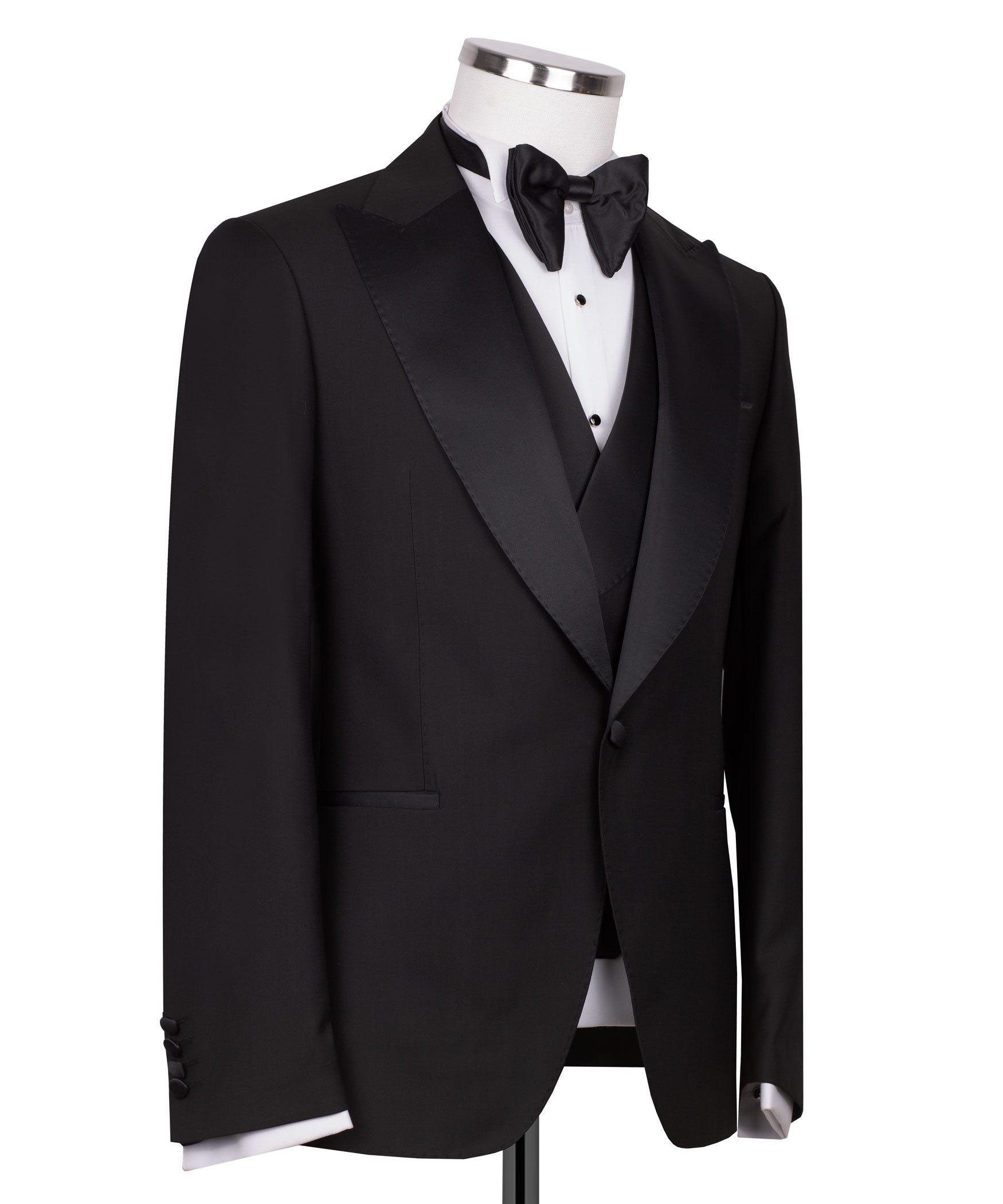 Schwarzer Slim Fit Doppelreihiger Smokinganzug