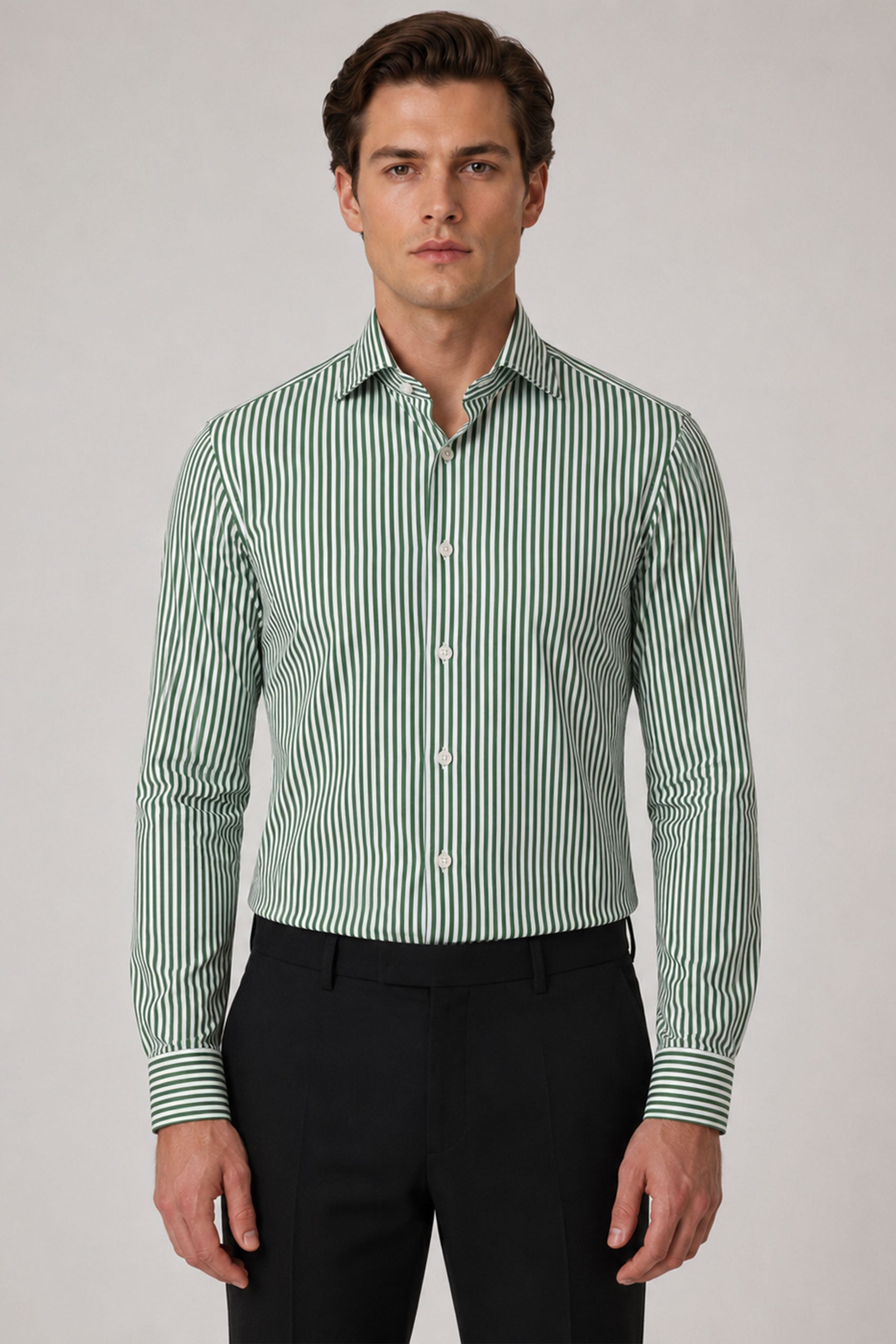 Jade Slim Fit Baumwollhemd mit weissen Streifen