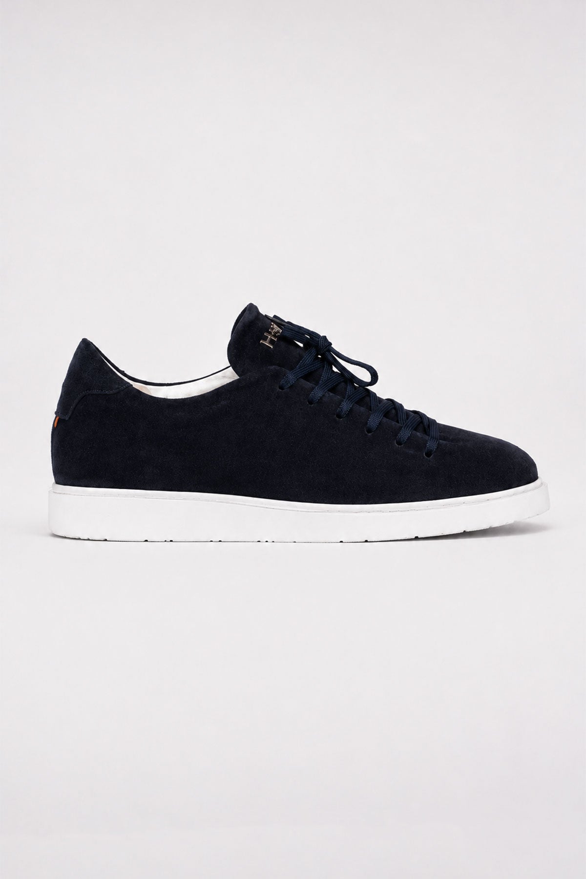 Marineblaue Low-Top-Sneaker aus Veloursleder
