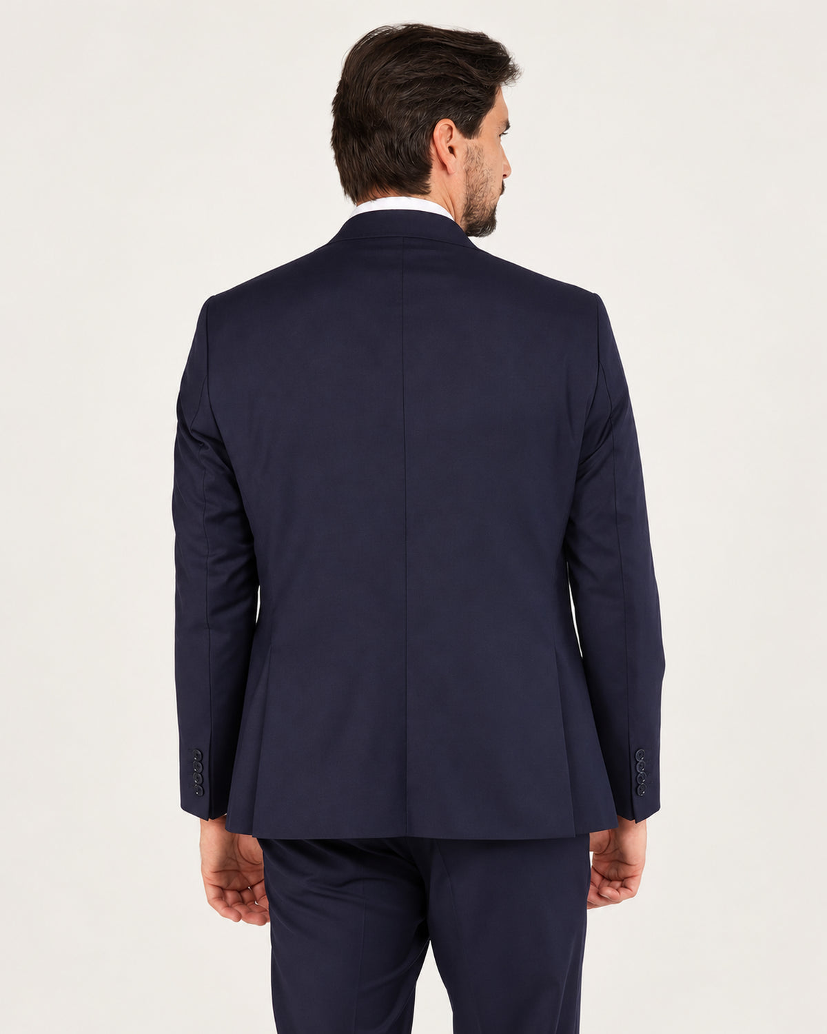 Navy slim-fit three-piece wool suit