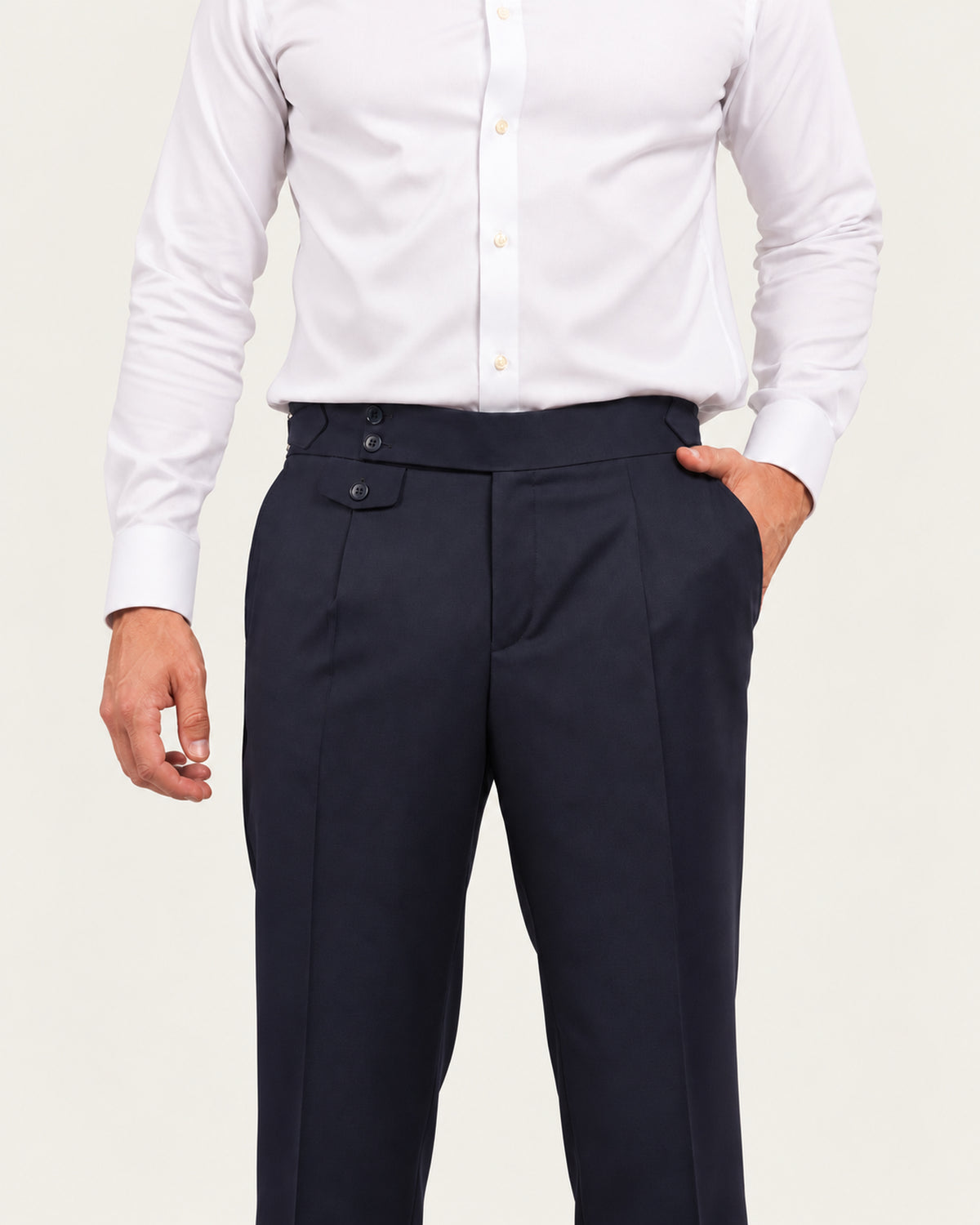 Navy slim-fit three-piece wool suit