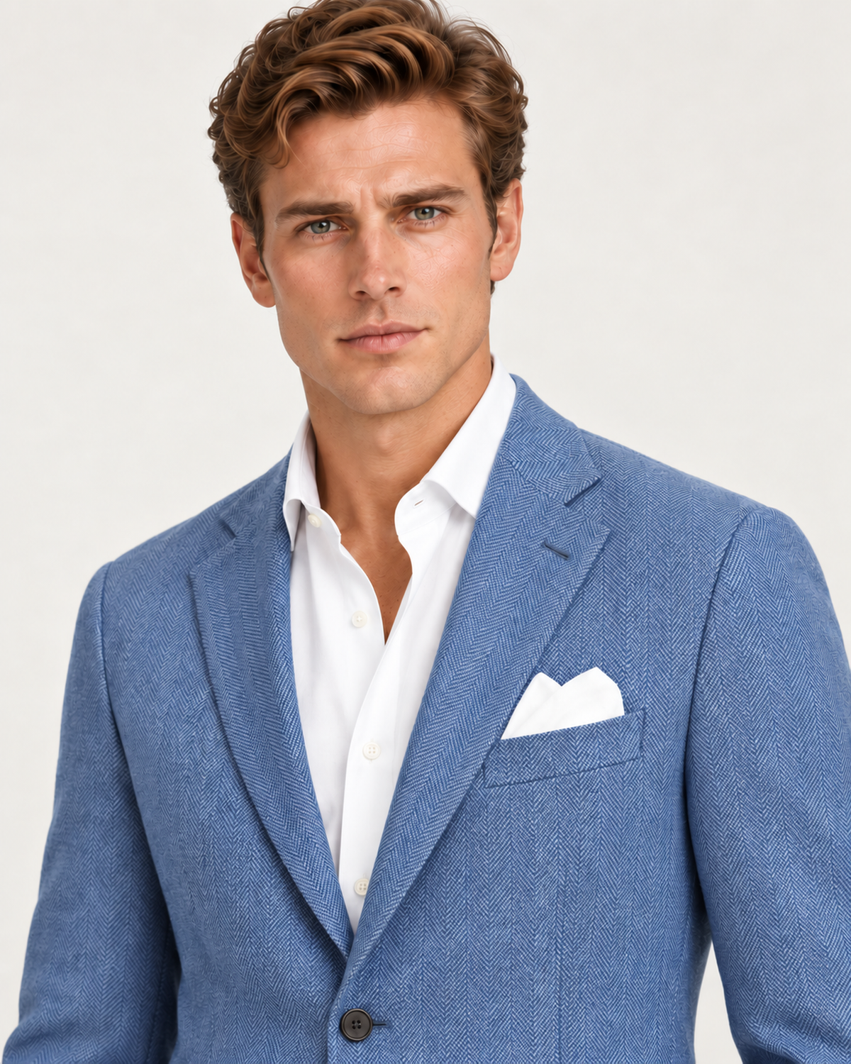 Navy single-breasted linen and cotton blazer