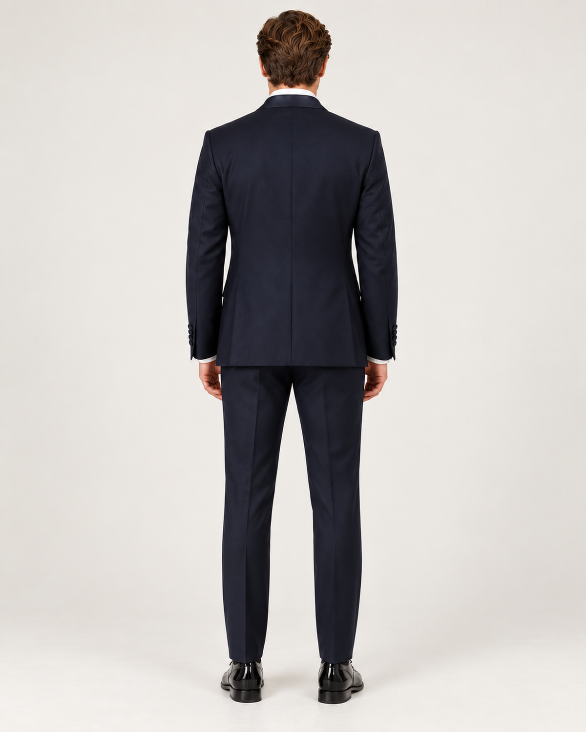 Navy blau Slim Fit Zweireiher Smoking Anzug