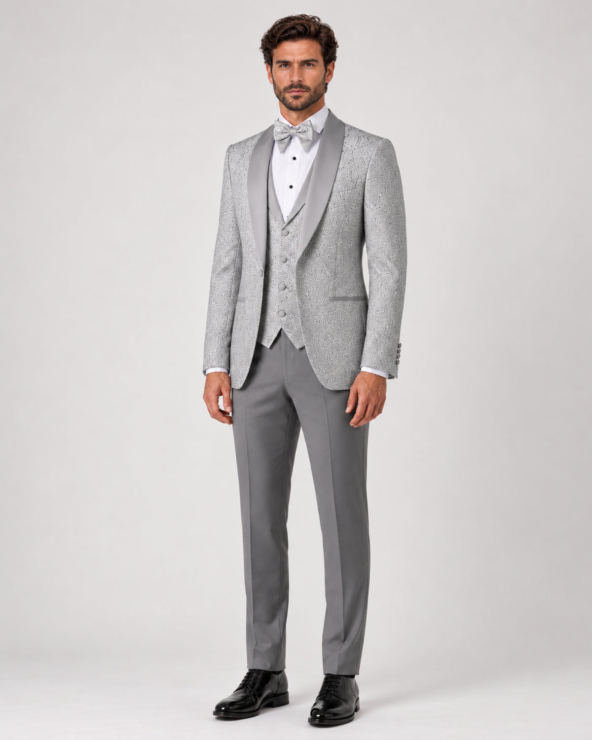 Plasencia – grauer gemusterter Slim-Fit-Smoking