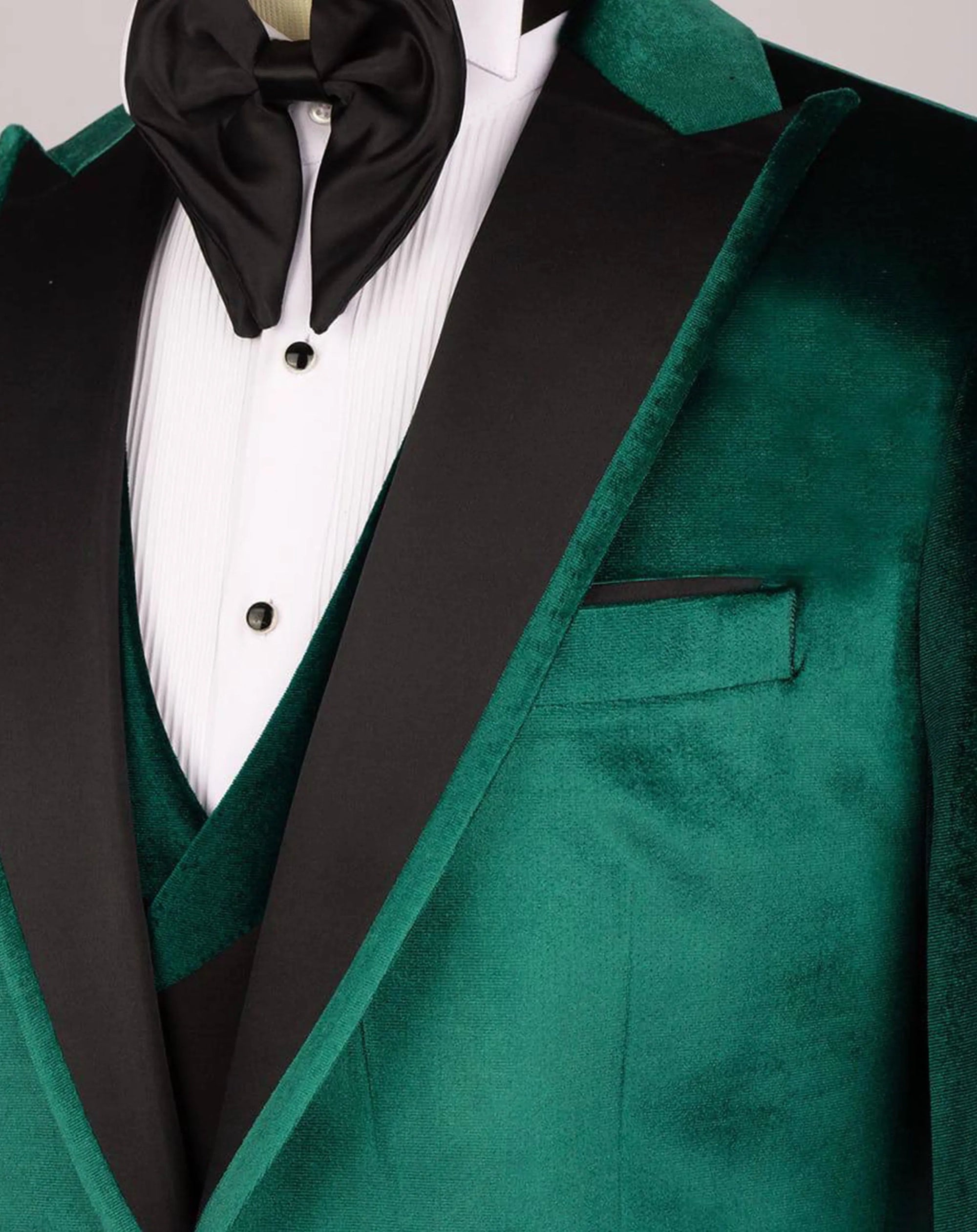 Smaragdgrüner Samt Smoking – Herren Slim Fit