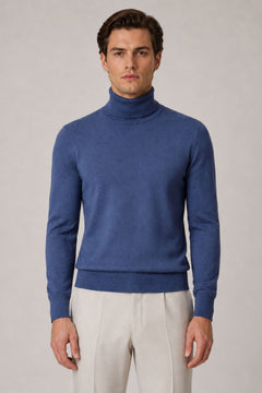 Rollkragenpullover Blau