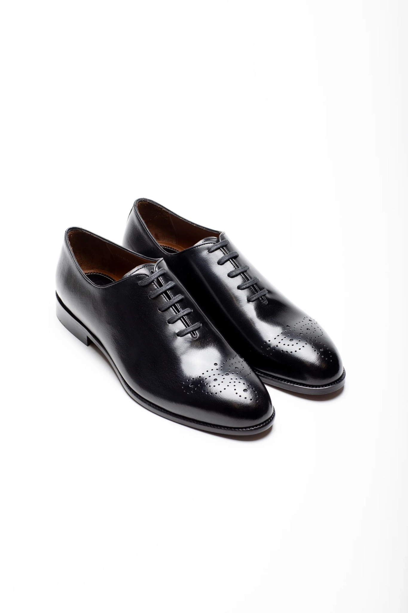 Schwarzer Leder Oxford Schuh mit ganzem Schnitt