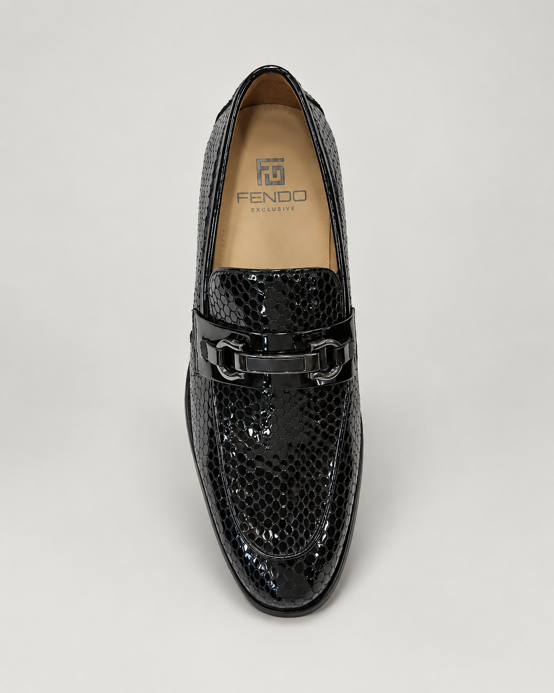 Schwarze Horsebit-Loafer aus Kalbsleder – Ansicht von oben