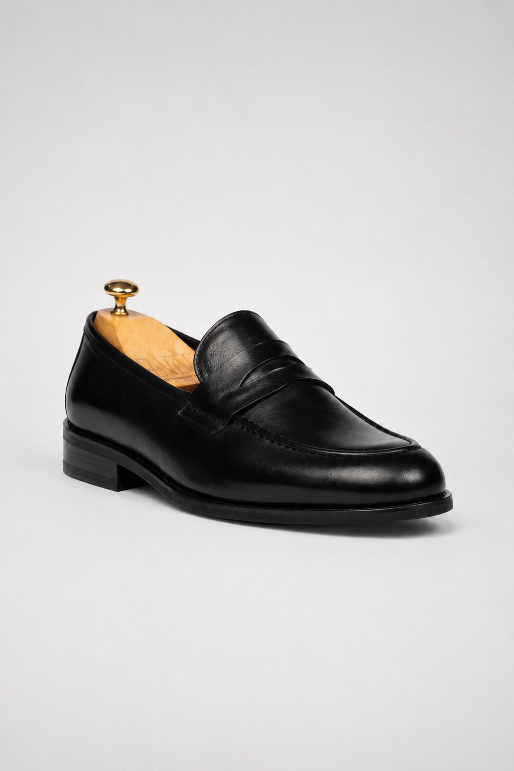 Black calfskin penny loafers