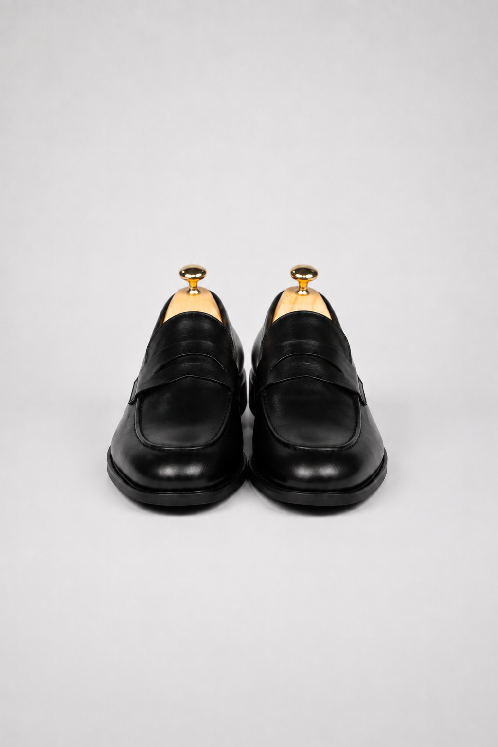 Black calfskin penny loafers