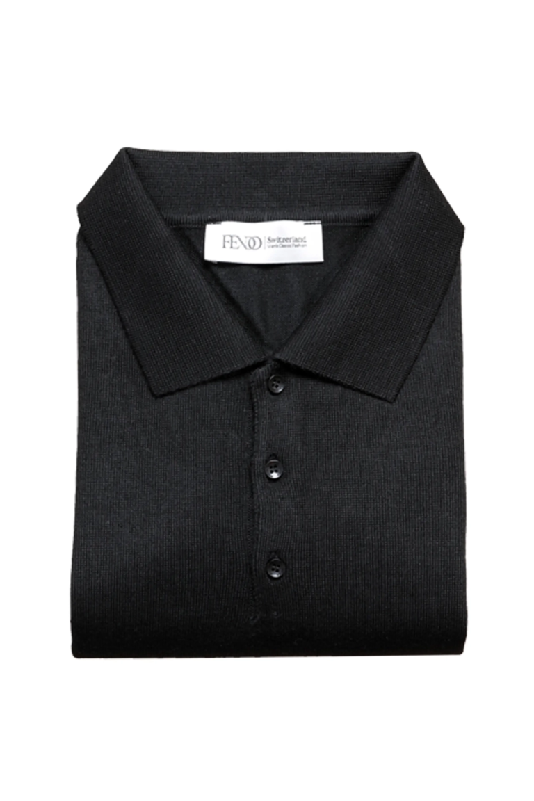 Schwarzer Polopullover aus wolle