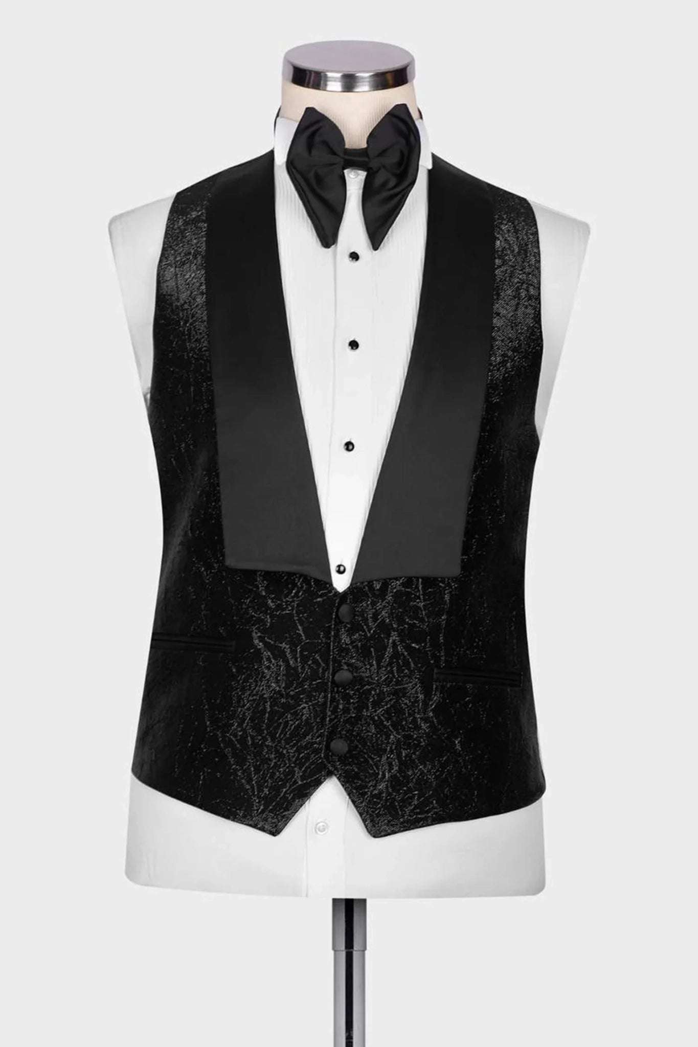 Schwarzer Smoking mit Glanzstruktur – Slim Fit