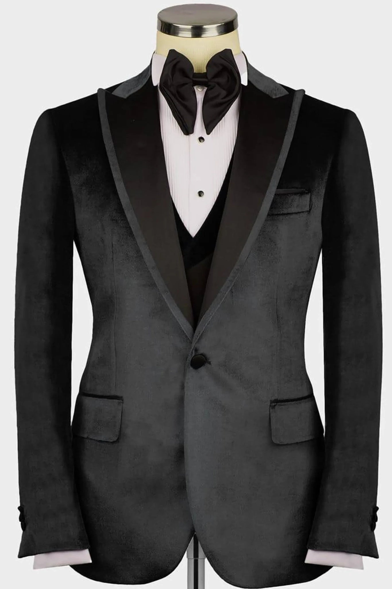 Schwarzer Samt Smoking – Herren Slim Fit