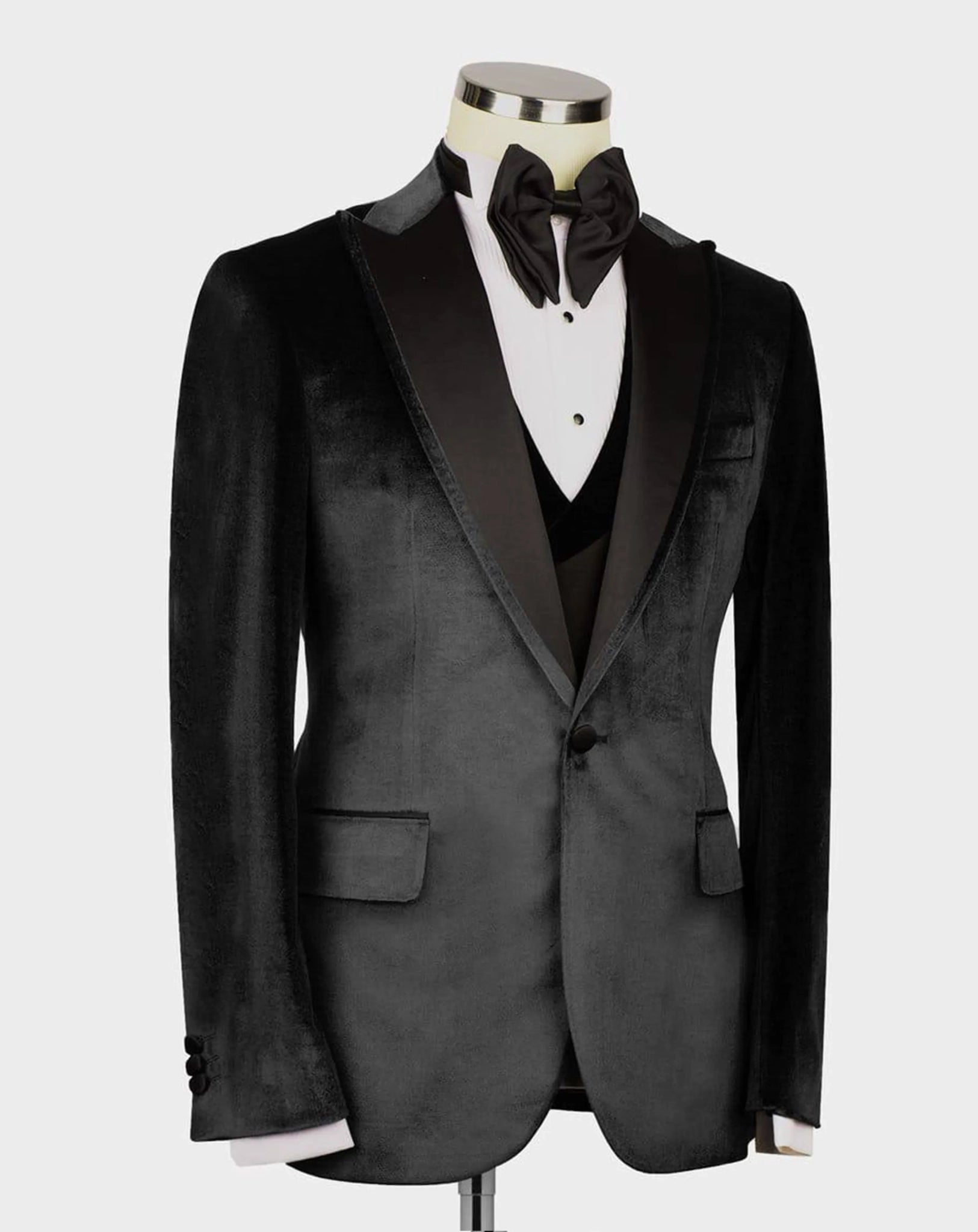 Schwarzer Samt Smoking – Herren Slim Fit