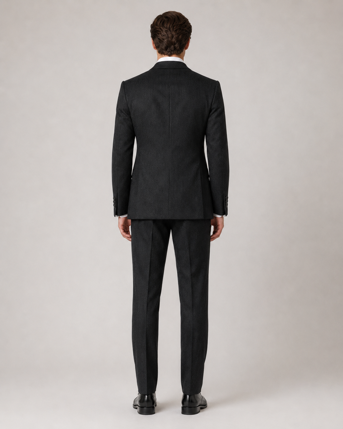 Schwarzer Cord Slim Fit Zweireiher Anzug