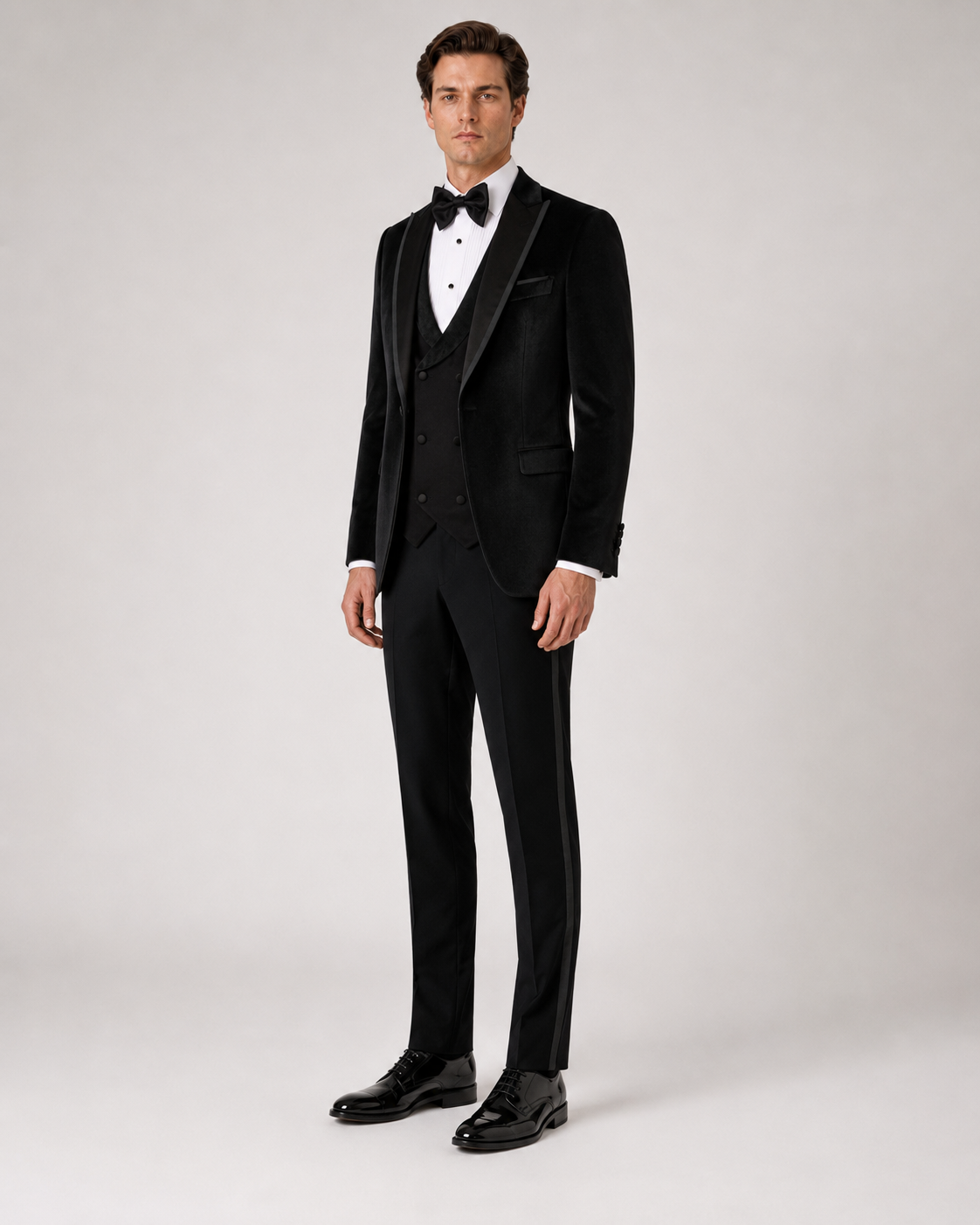 Schwarzer Samt Smoking – Herren Slim Fit