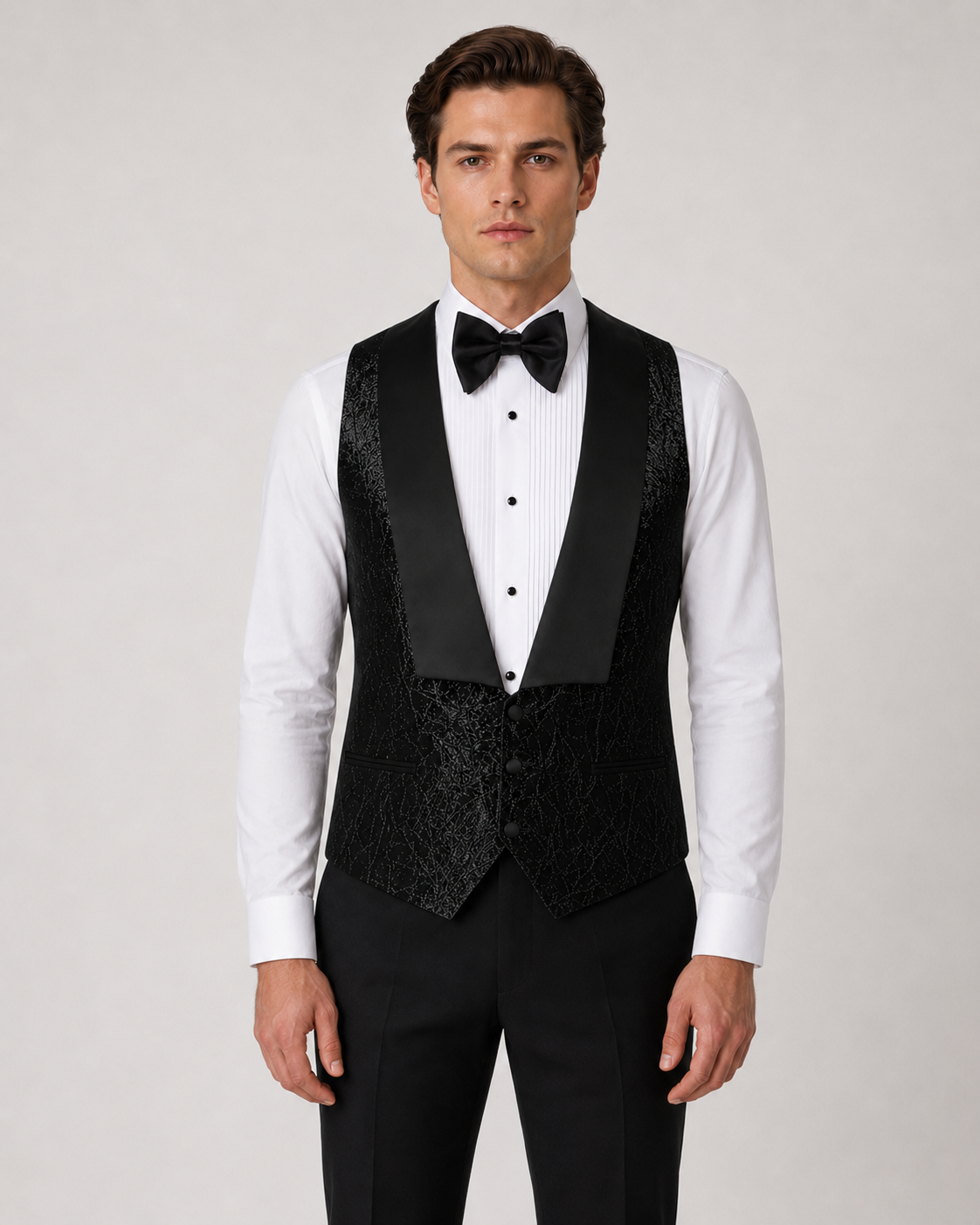 Schwarzer Smoking mit Glanzstruktur – Slim Fit