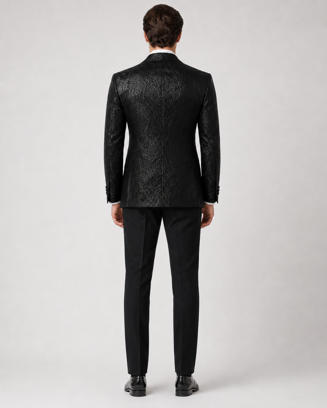 Schwarzer Smoking mit Glanzstruktur – Slim Fit