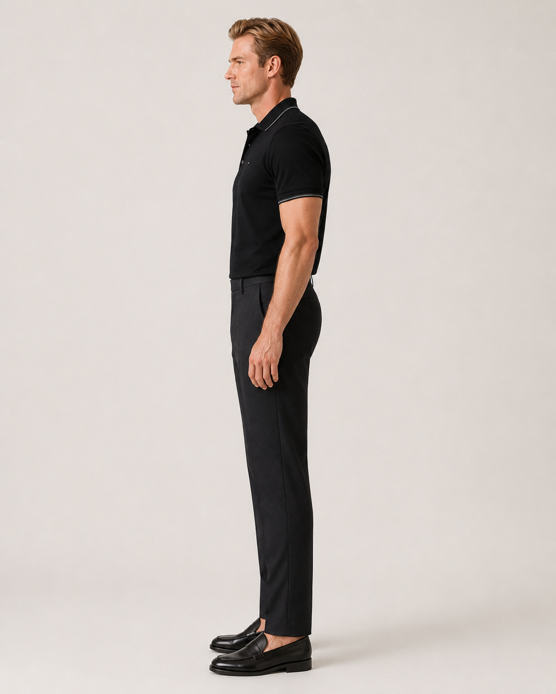 Schwarzes Baumwolle-Poloshirt