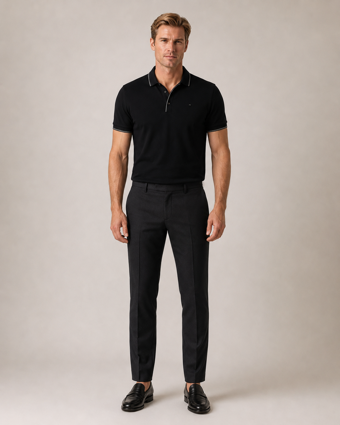 Schwarzes Baumwolle-Poloshirt