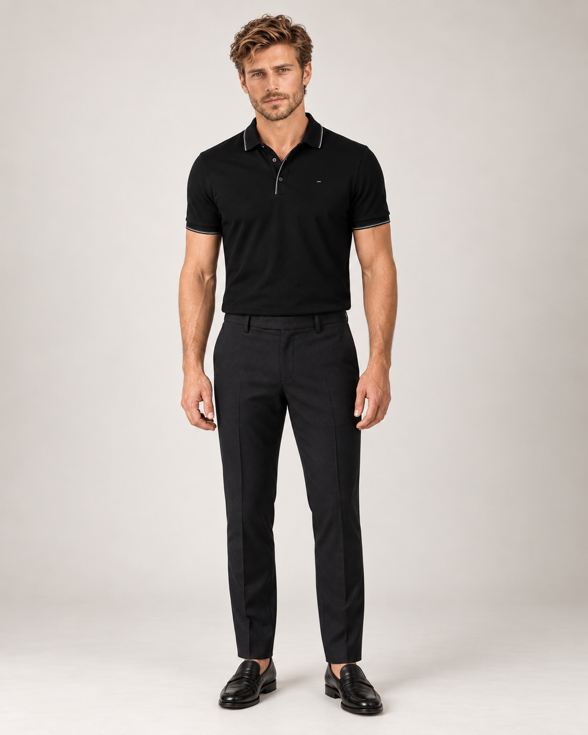 Schwarzes Baumwolle-Poloshirt