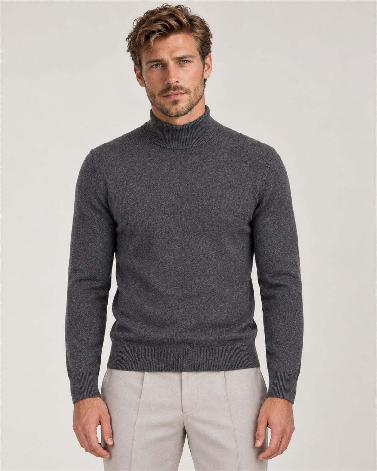 Stand-up collar sweater, dark grey