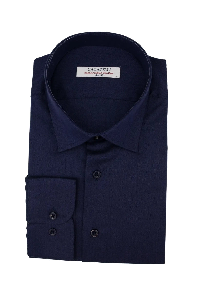 Touren dunkelblaues Herringbone Hemd