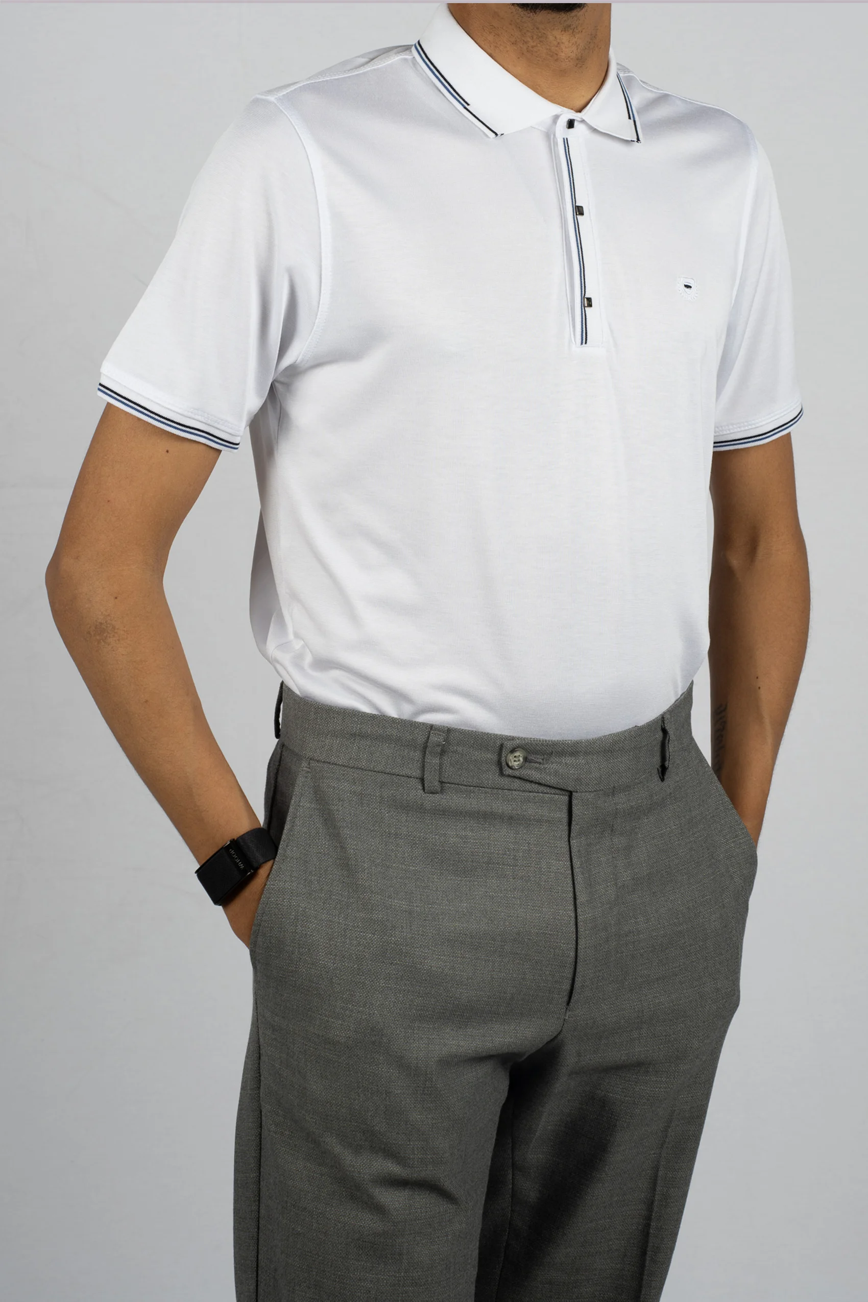 White cotton polo shirt