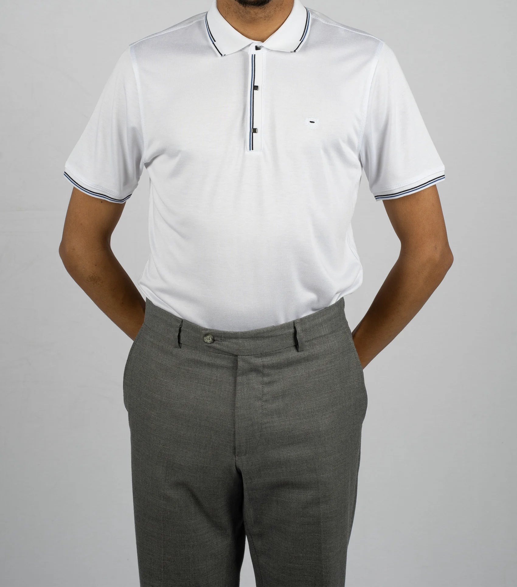 White cotton polo shirt