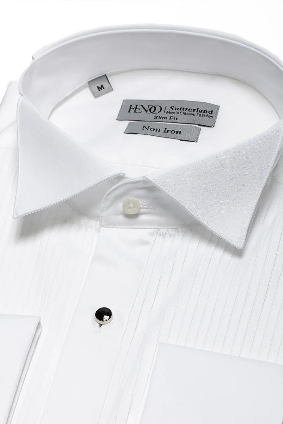 Weißes Slim Fit Plissee-Smoking-Hemd