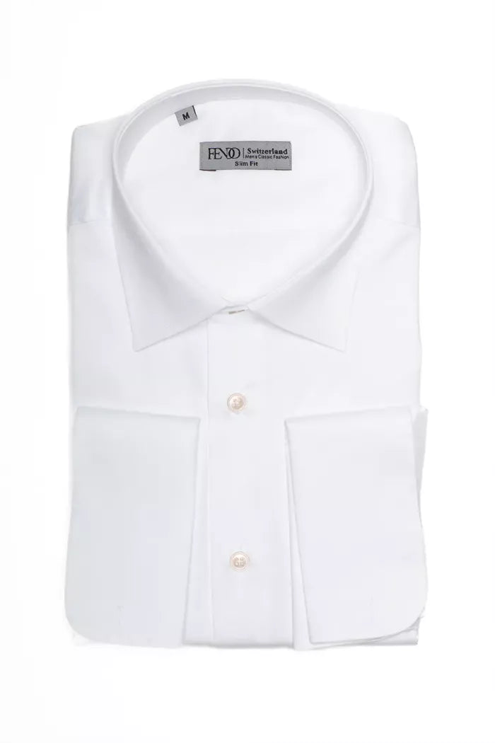 White slim-fit cotton shirt