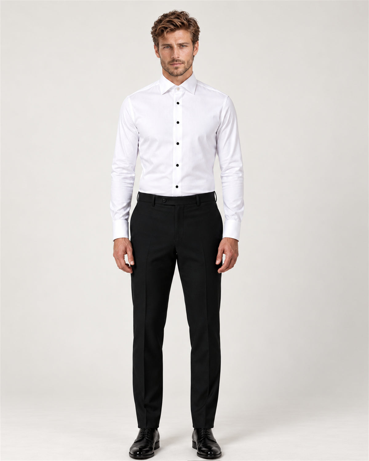 White cotton tuxedo shirt