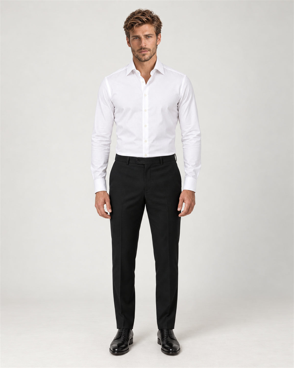 Weisses Baumwoll-Smokingshirt