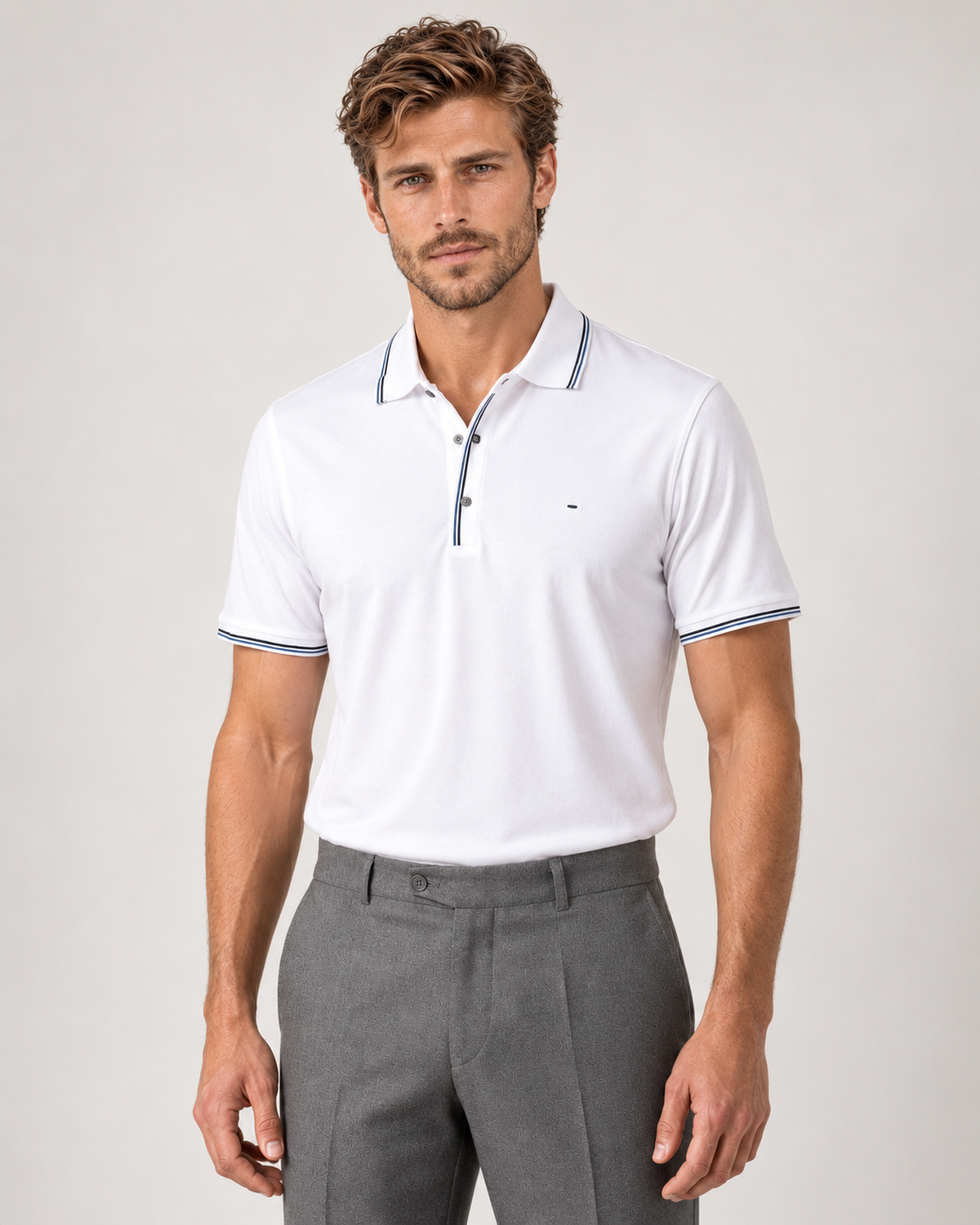 Weißes Baumwolle-Polo-Shirt