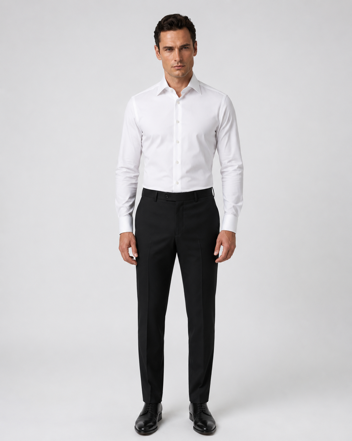 Weisses Baumwoll-Smokingshirt