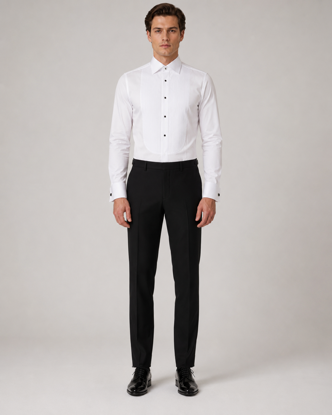 Weißes Slim Fit Plissee-Smoking-Hemd