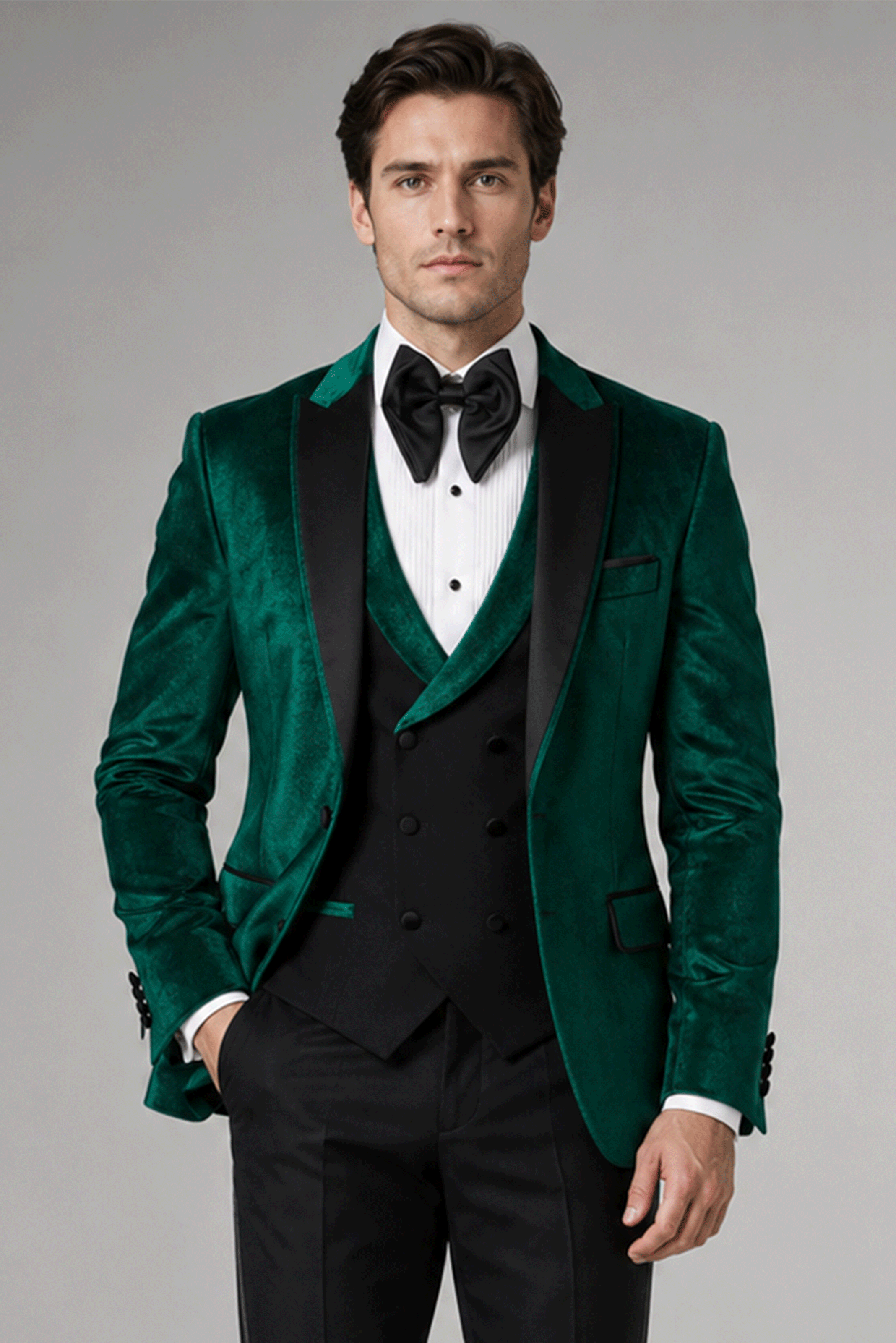 Smaragdgrüner Samt Smoking – Herren Slim Fit