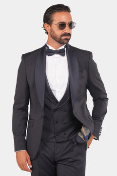 Dunkelblauer Slim Fit Einreiher Smoking Anzug