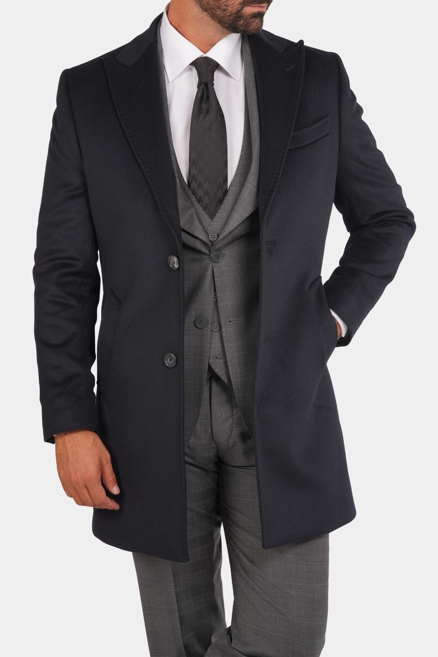 Dunkelblauer Italienischer Wollmantel