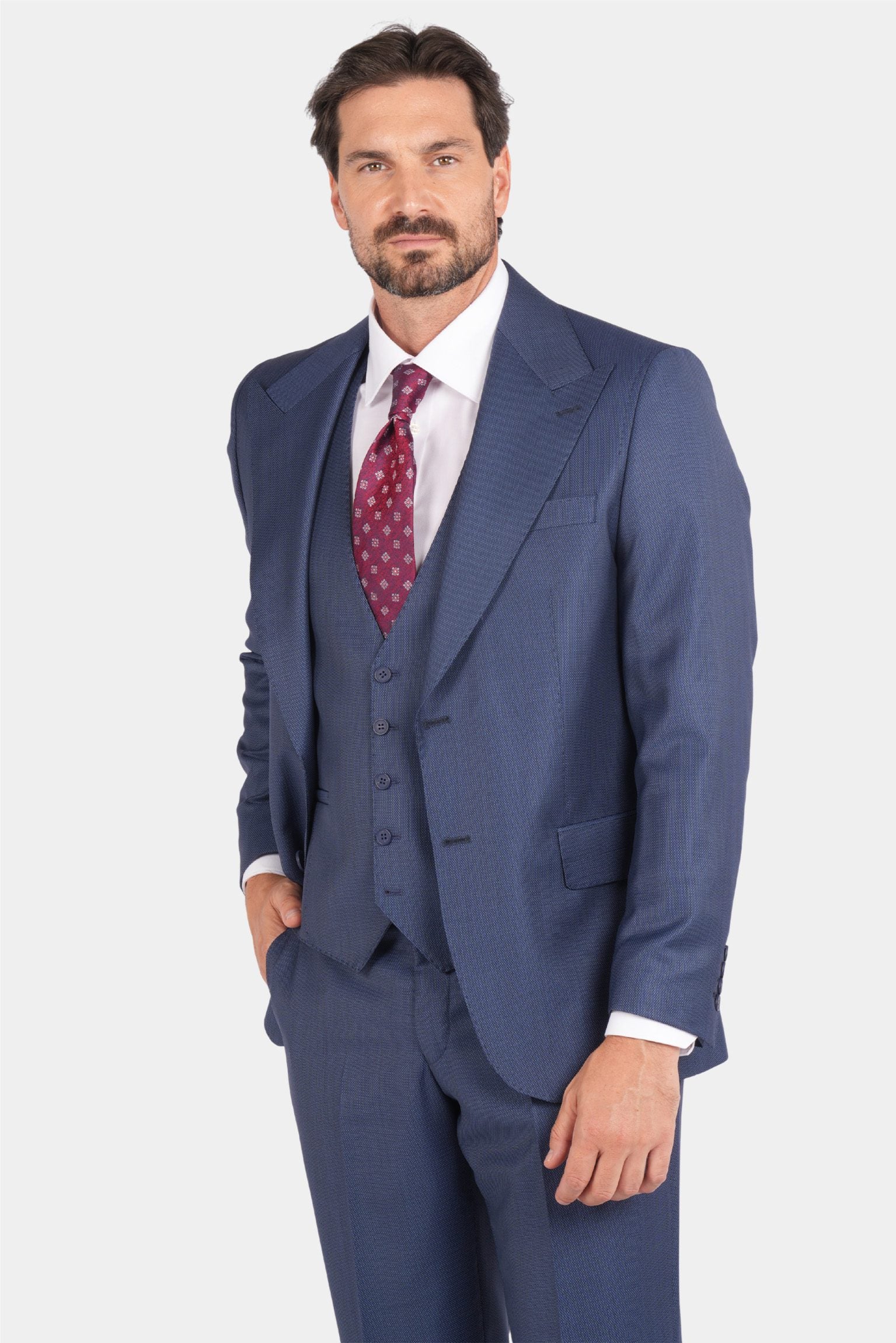 Blue modern fit single-breasted suit
