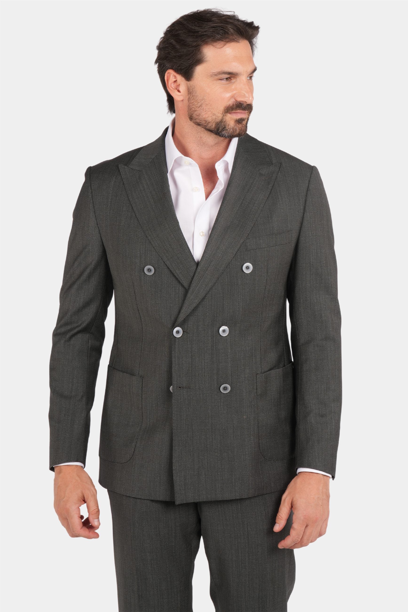 Dunkelgrüner Zweiteiliger Woll-Anzug mit Tailored Fit