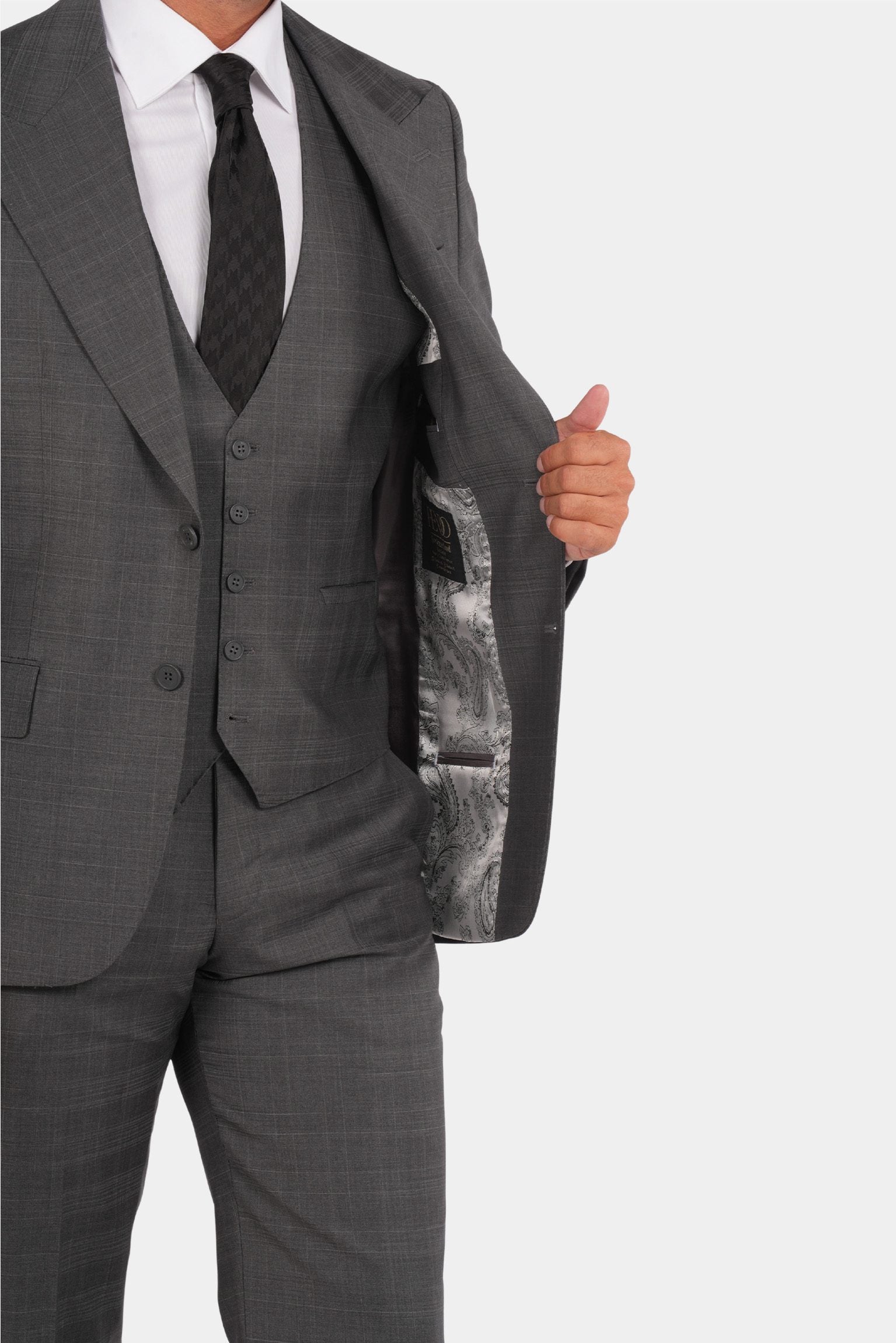 Grauer karierter Anzug Modern Fit Einreiher